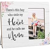 HODODAN Nana Picture Frame Gifts for Grandma from Grandson, There's This Boy Who Stole My Heart He Calls Me Nana Wooden Picture Frames, 4x6 inch Photo