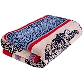 OrganicClub 100% Cotton Throw Blanket for Couch Sofa or Bed All Season Terry Blankets &amp; Throws, Lightweight &amp; Breathable Cotton Blanket, Picnic Rug, Terry Bed Sheet (Leopards)