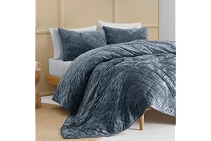 SHALALA NEW YORK Lightweight Summer Quilt,King Bedding Quilt Sets,Velvet Comforter,Luxury Diamond Quilted Bedspread Coverlet with Soft Brushed Microfiber Back (Rainstom Blue,King Size)