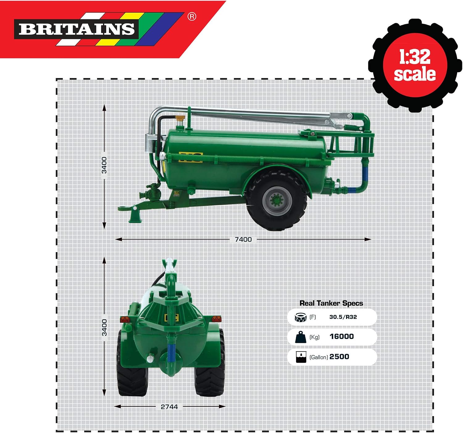 Britains NC 2500 Slurry Tanker (Roadside) - Green, Red, grand - Image 4