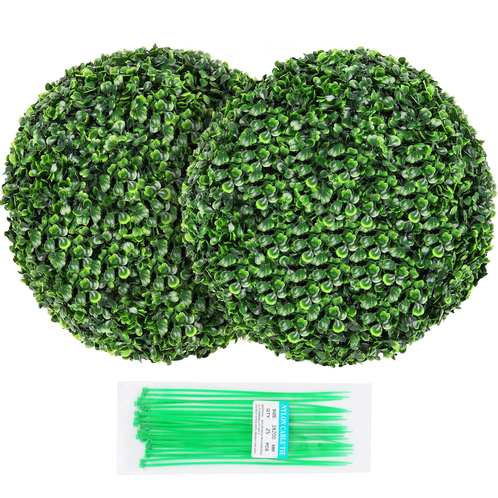 Photo 1 of 2 Pack 15" Artificial Boxwood Topiary Ball with Ultra-Dense 8-Layer Foliage - UV-Resistant Faux Boxwood Plant for Outdoor Garden, Balcony, Backyard, Home Decor, Premium Decorative Topiary Balls