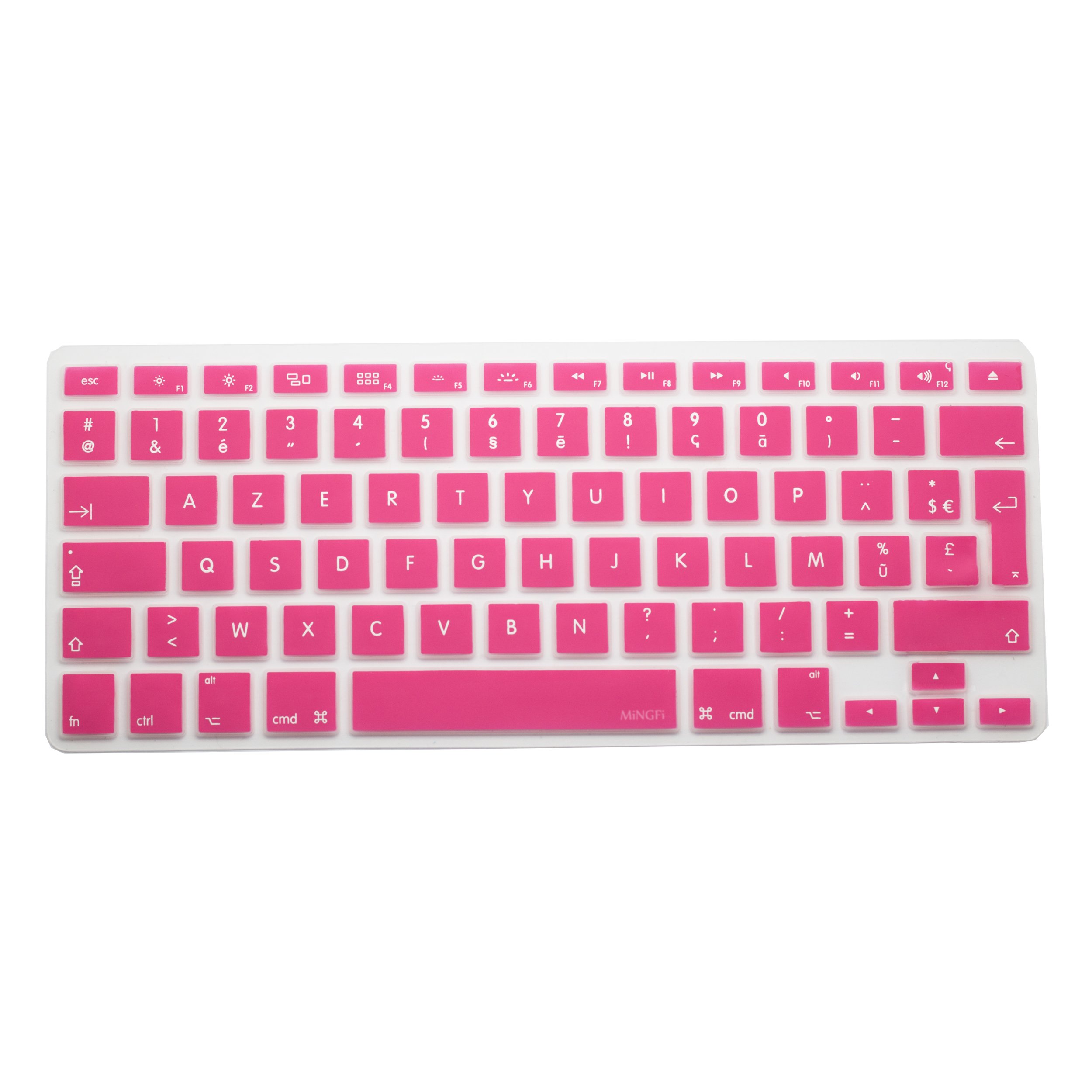 MiNGFi Silicone French AZERTY Keyboard Cover for MacBook Pro 13" A1278/A1425/A1502(2008–2017) Air 13" A1369/A1466(2010–2017) Pro 15" A1398/A1286(2008–2015) Pro 17" A1297(2011) EU/ISO Layout - Pink