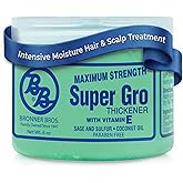 Bronner Bros Maximum Strength Super Gro Hair Grease &amp; Scalp Treatment, 6oz | Hair Dress for Dry Scalp, Breakage Support, Shine &amp; Healthy Hair, With Coconut Oil, Vitamins, Sage &amp; Sulfur, All Hair Types