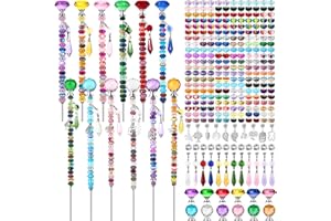 UFU 310Pcs DIY Fairy Wand Beaded Garden Stakes Kit, Fairy Wands Kit with Sparkling Crystal Pendants, Suitable for Different Holidays Garden Stakes Decorative Outdoor Beadable Items(10&12IN)