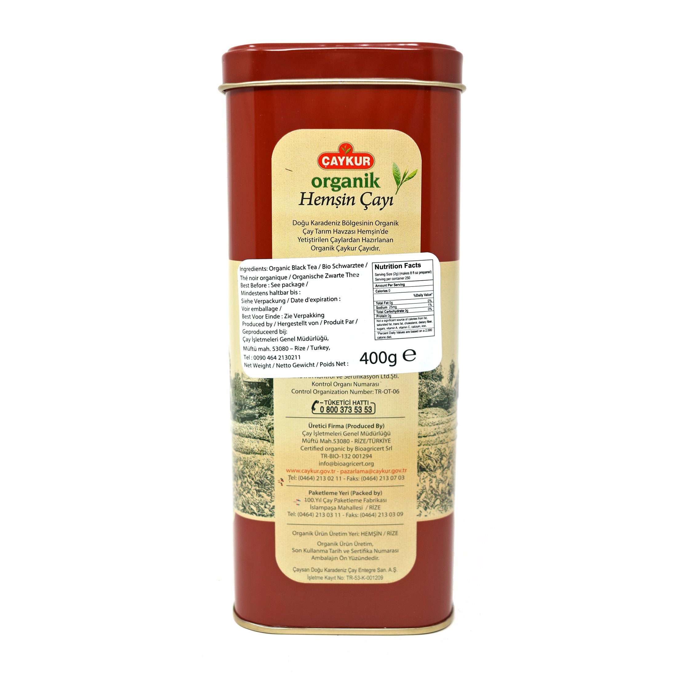 Caykur Organic Hemsin Turkish Tea in Metal Can, 400 Gr 0