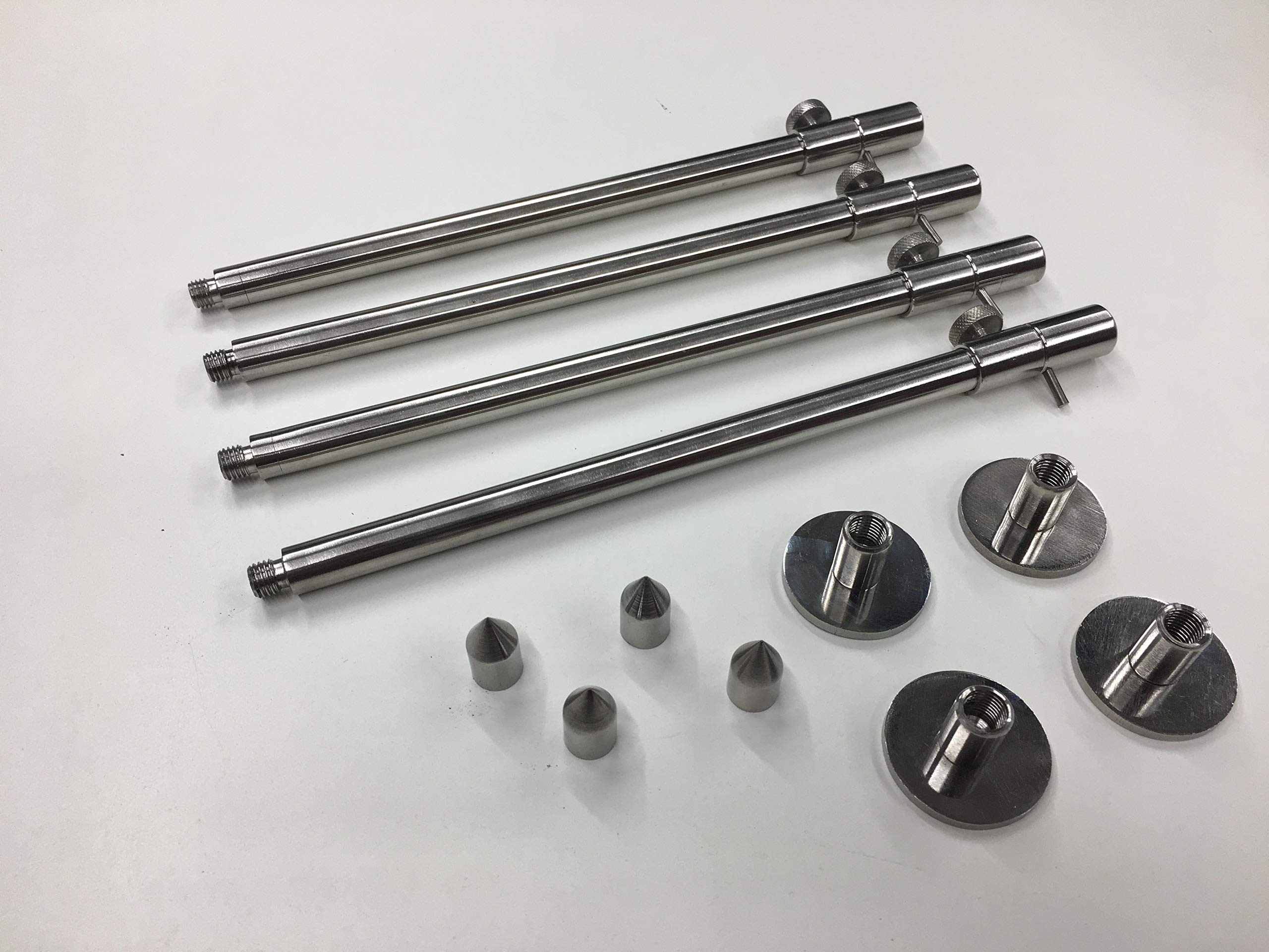 TMC 4 x Interchangeable duel stainless steel banksticks stage stand carp 25-45cm. The point unscrews and can be used as a stage stand. Points and stands supplied.