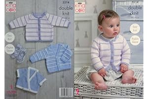 King Cole Baby Double Knitting Pattern Easy Knit Raglan Sleeve Cardigans (5214)