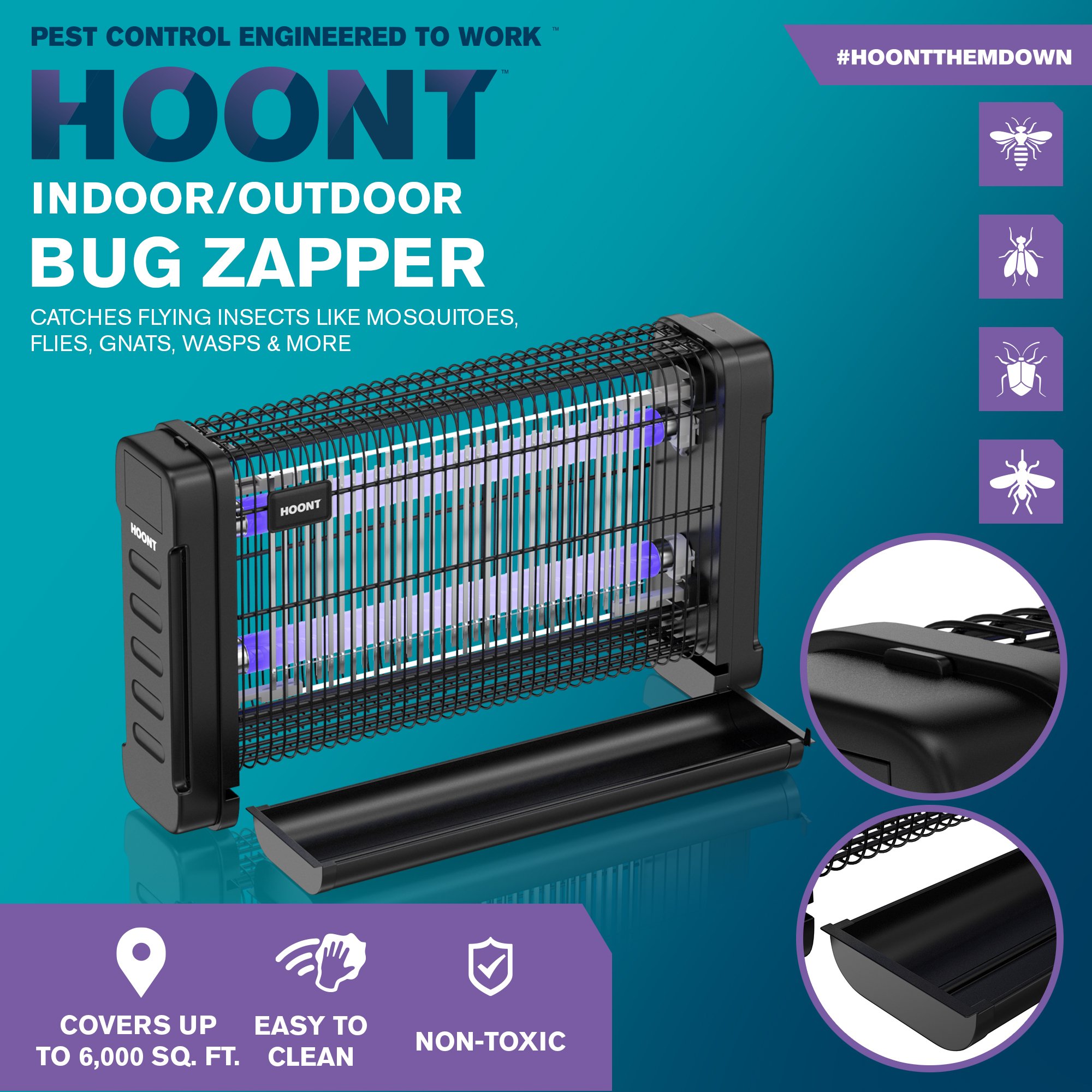 Hoont Powerful Electric Indoor Bug Zapper And Fly Zapper Catcher Trap