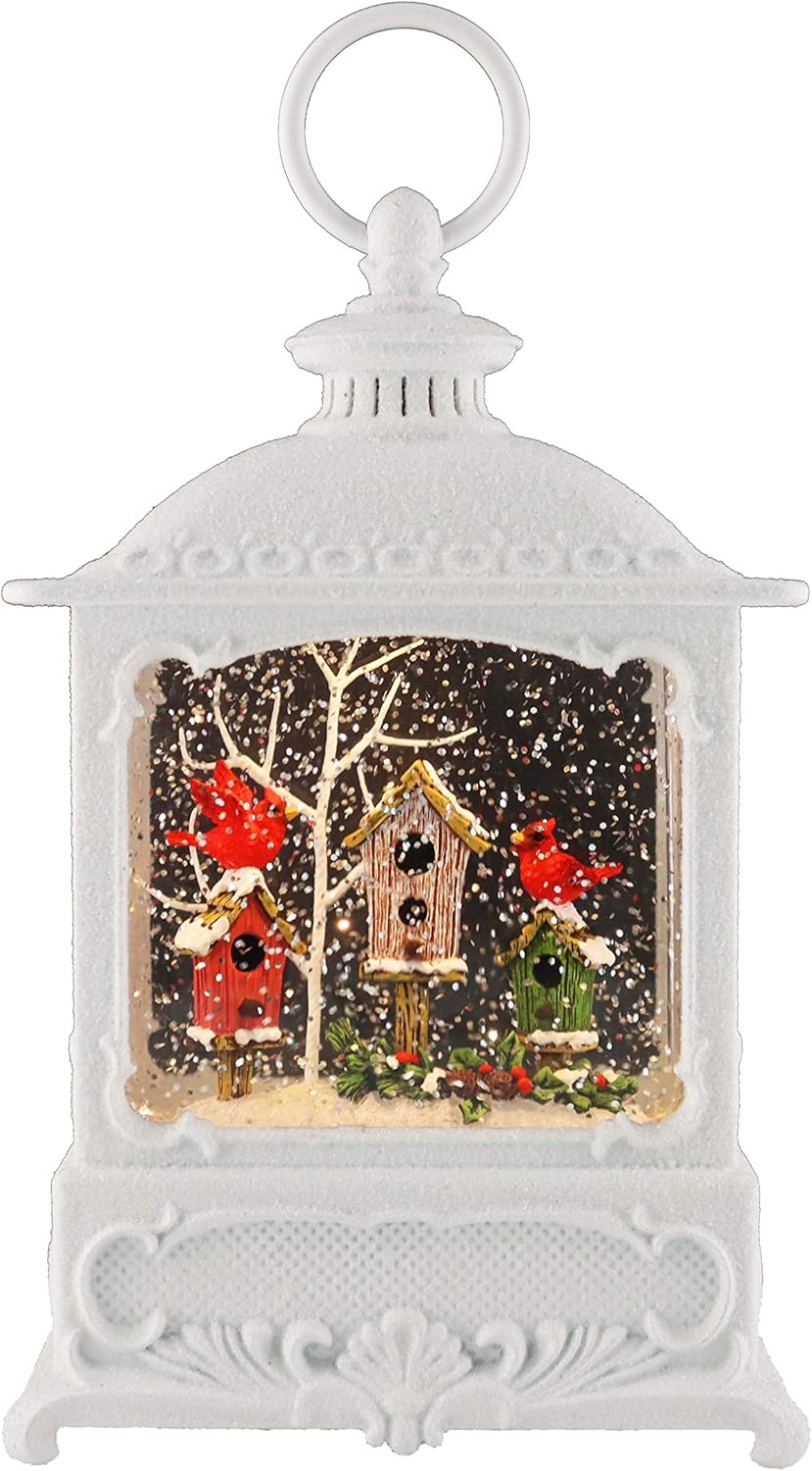 Snow Globes - Victory Creative Cardinal Bird House Christmas Lighted Water Globe Lantern 8.75