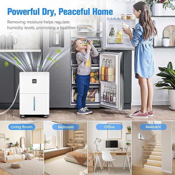 DEVERSE MAX 25 PINTS DEHUMIDIFIER FOR HOME/BEDROOM/BASEMENT, 3000 SQ.FT COVERAGE, WITH DRAIN HOSE, SMART HUMIDITY CONTROL & LARGE TANK