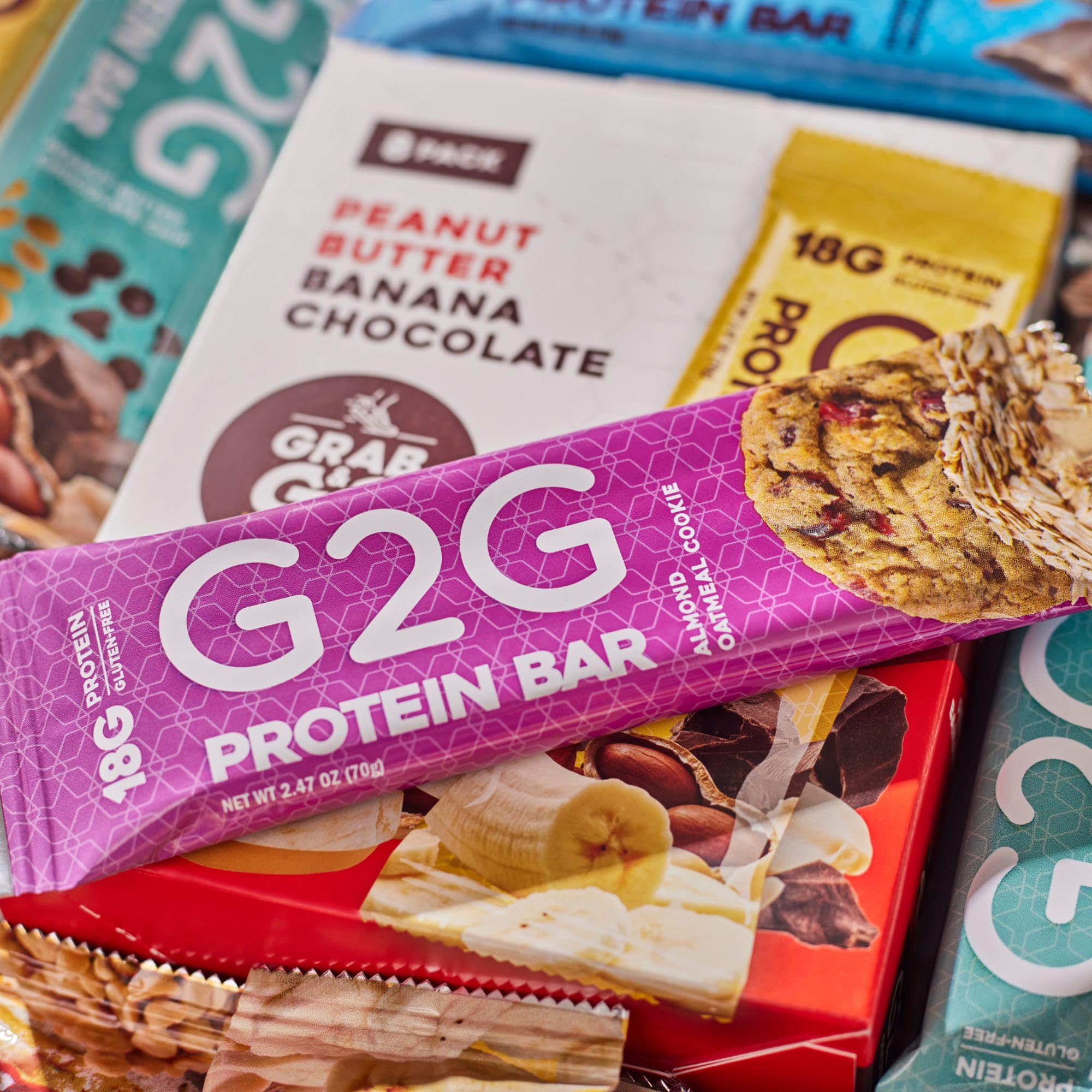 G2G Protein Bar, Almond Oatmeal Cookie, Real Food Ingredients, Refrigerated for Freshness, Healthy Snack, Delicious Meal Replacement, Gluten-Free, 8 Count (Pack of 8)