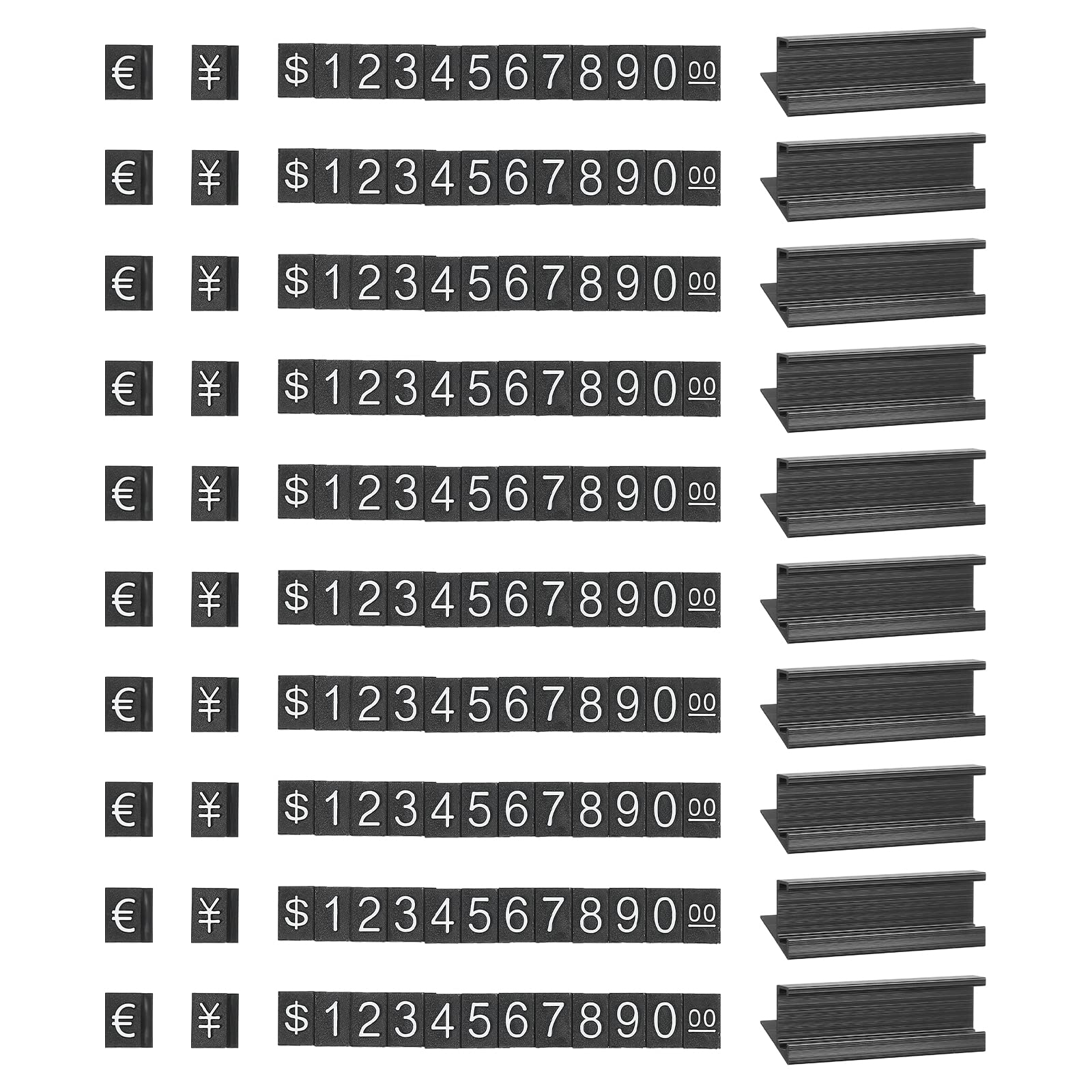 PATIKIL Price Cube Display Price Blocks Adjustable Removable Number Price Stand Black Counter Price Display for Retail White on Black, Hundred Digit, 10 Set