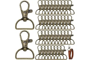 40Pcs Swivel Snap Hooks, 360 Degree Bronze Swivel Hooks with D-Shaped Key Rings, Sturdy Keychain Clip for Keychain Clip Lanya