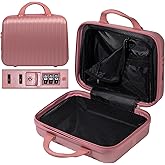 JZRTravel 14 Inch Makeup Train Case with Lock Hard Shell Cosmetic Travel Case w Elastic Strap, ABS Portable Toiletry Bag for Toiletries Make up Storage Case Gift for Women Adult