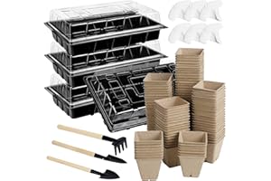 Aodaer 247 Pack Seed Starter Kit Including Peat Pots for Seedlings Seed Starter Tray with Plant Labels, Tool, Plastic Growing Trays Germination Tray Paper Seedling Cups for Indoor Outdoor Garden