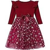 Beganly Little Girls Long Sleeves Dress Toddler Sparkle Stars Tulle Tutu Party Dresses