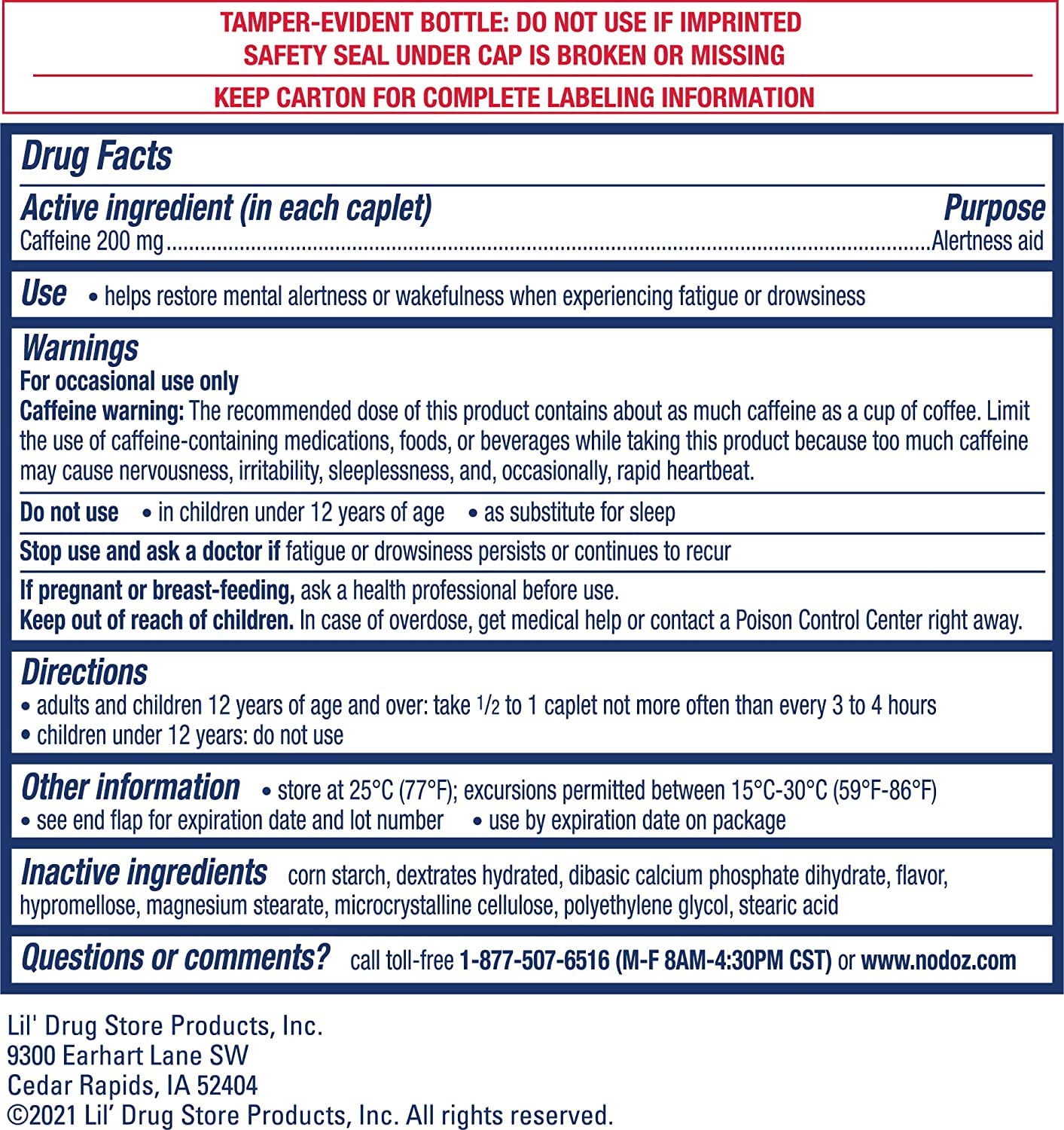 NoDoz 200mg Caffeine Pills Maximum Strength, 60 Caplets Total