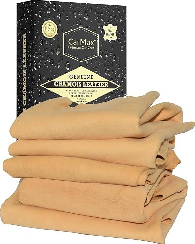 CarMax Premium Natural Chamois Leather Five Pack for Car Detailing