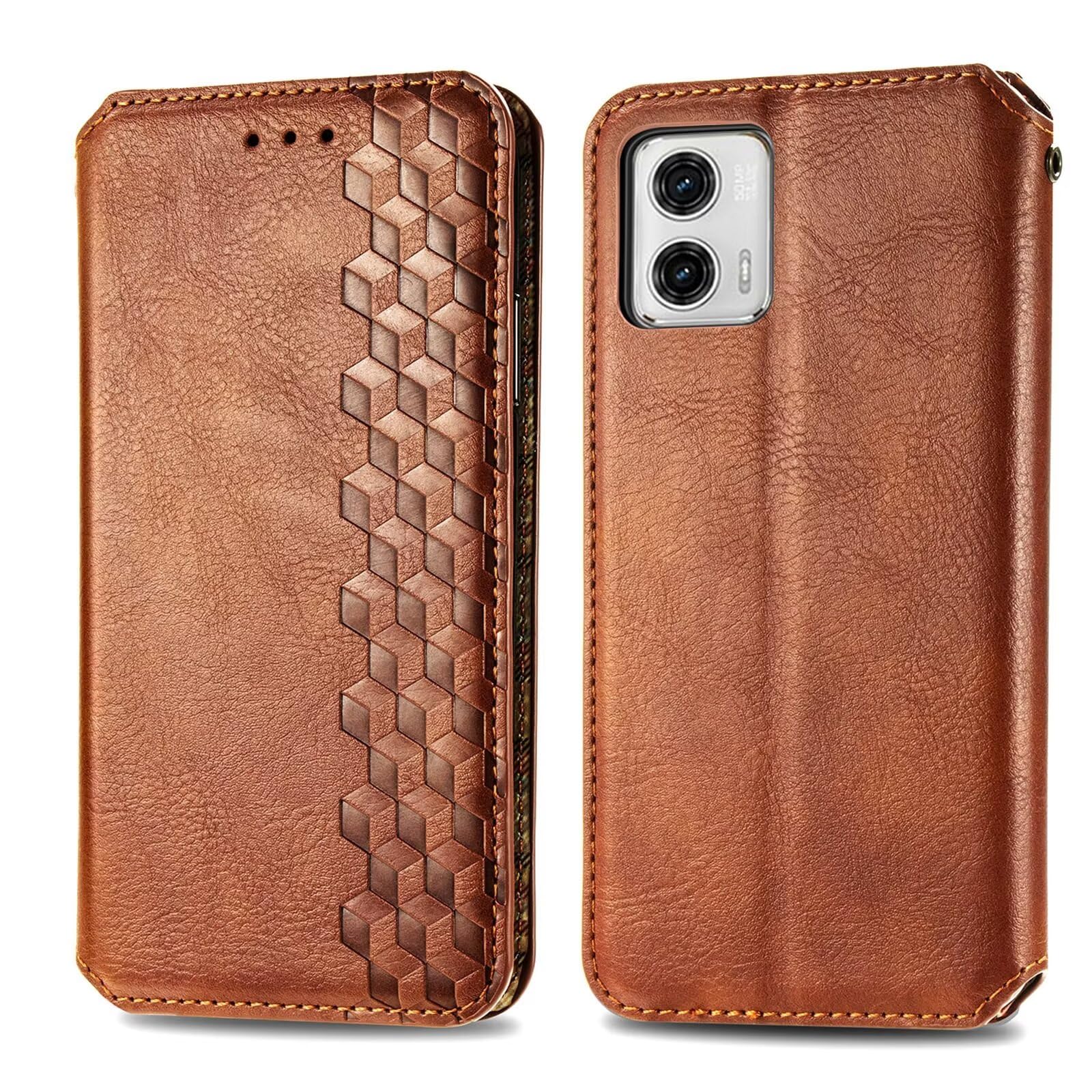 Lvnarery Motorola Moto E14 Case,Motorola Moto E14 Phone Case for Men Women Business Style Flip Wallet Phone Case Shockproof PU Leather Stand View Bookstyle Case Cover Silicone Bumper Phone Case,Brown