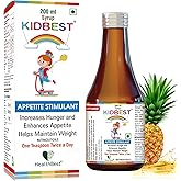 HealthBest Kidbest Appetite Booster for Kids 3-13 Yrs with L-Lysine & B Vitamins Syrup, Helps Healthy Weight Gain, Pineapple Flavor, Increases Hunger, Appetite Stimulant, 200ml