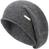 QUEENFUR Knit Slouchy Beanie Hats for Women Cashmere Ski Cap Knitted Wool Soft Warm Winter Hat