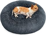 Feandrea Donut Dog Bed Cat Bed 60 cm Dark Grey PLEASANT FEELING