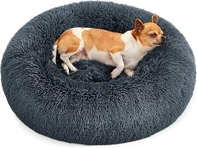 Feandrea Donut Dog Bed Cat Bed 60 cm Dark Grey PLEASANT FEELING