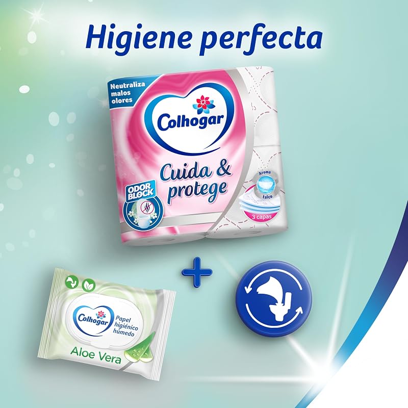 Colhogar protect care branco 7x6 - papel higiênico macio e resistente - 42 rolos - 3 camadas - branco