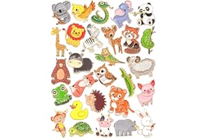 JUNEBRUSHS 28PCS Animals Enamel Pins,Cute Forest Animals Brooches Elephant Panda Tiger Giraffe Lapel Pins for Party Decoration Exchange Gift Backpacks Clothes Bags Hats Accessories
