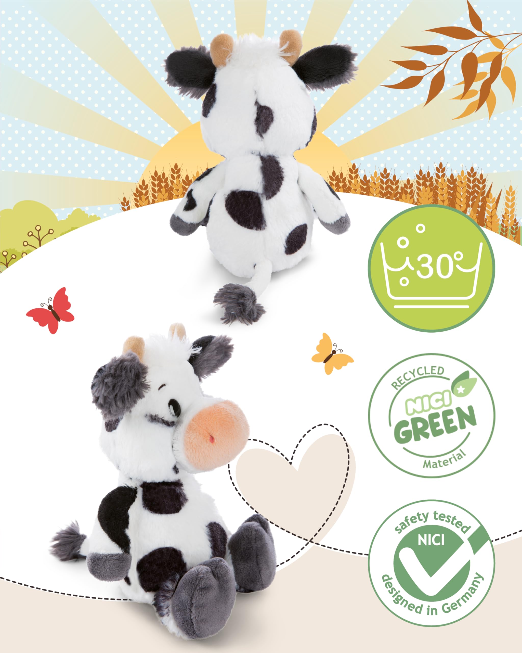 NICI Kuscheltier Kuh Cowluna 22cm - weiß - Weiches Plüschtier – niedliches Stofftier zum Kuscheln & Spielen – tolle Geschenkidee für Kinder & Erwachsene - 62251 3