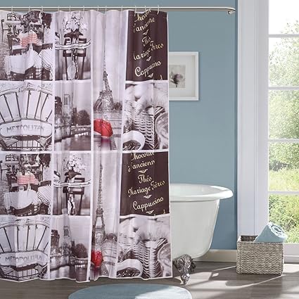 Ininsight solutions? PVC Printed Bathroom Shower Curtain 6 feet with 12 Hooks 180*180 cm (SC-3)