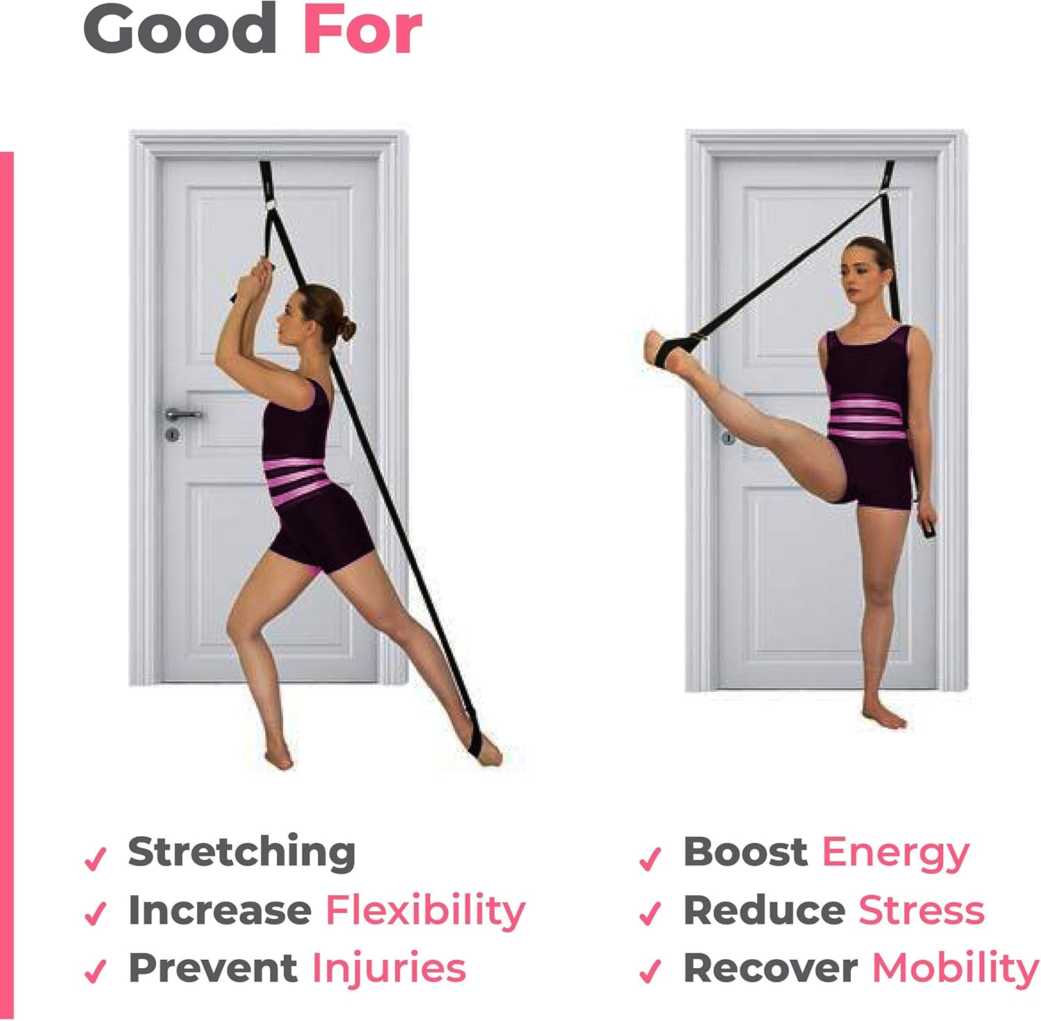 Leg Stretcher Strap – Adjustable Ballet Stretch Strap with Door Anchor to Improve Flexibility, Easy to Install Split Trainer Stretching Equipment for Ballet, Dance, Yoga, Gymnastics or Cheer : Sports & Outdoors