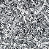 Caleihd 4.5oz Crinkle Cut Paper Shredded Filler Paper for Gift Baskets Gift Box Confetti Paper Shreds Decoration Stuffing for Birthday, Weddings, Anniversaries, Christmas Wrapping White&Silver