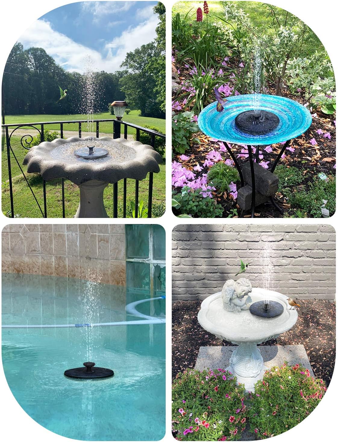 OKMEE OKSF-03 Bird Bath Fountain, Solar Power Pump with 5 Nozzle, Black : Garden & Outdoor