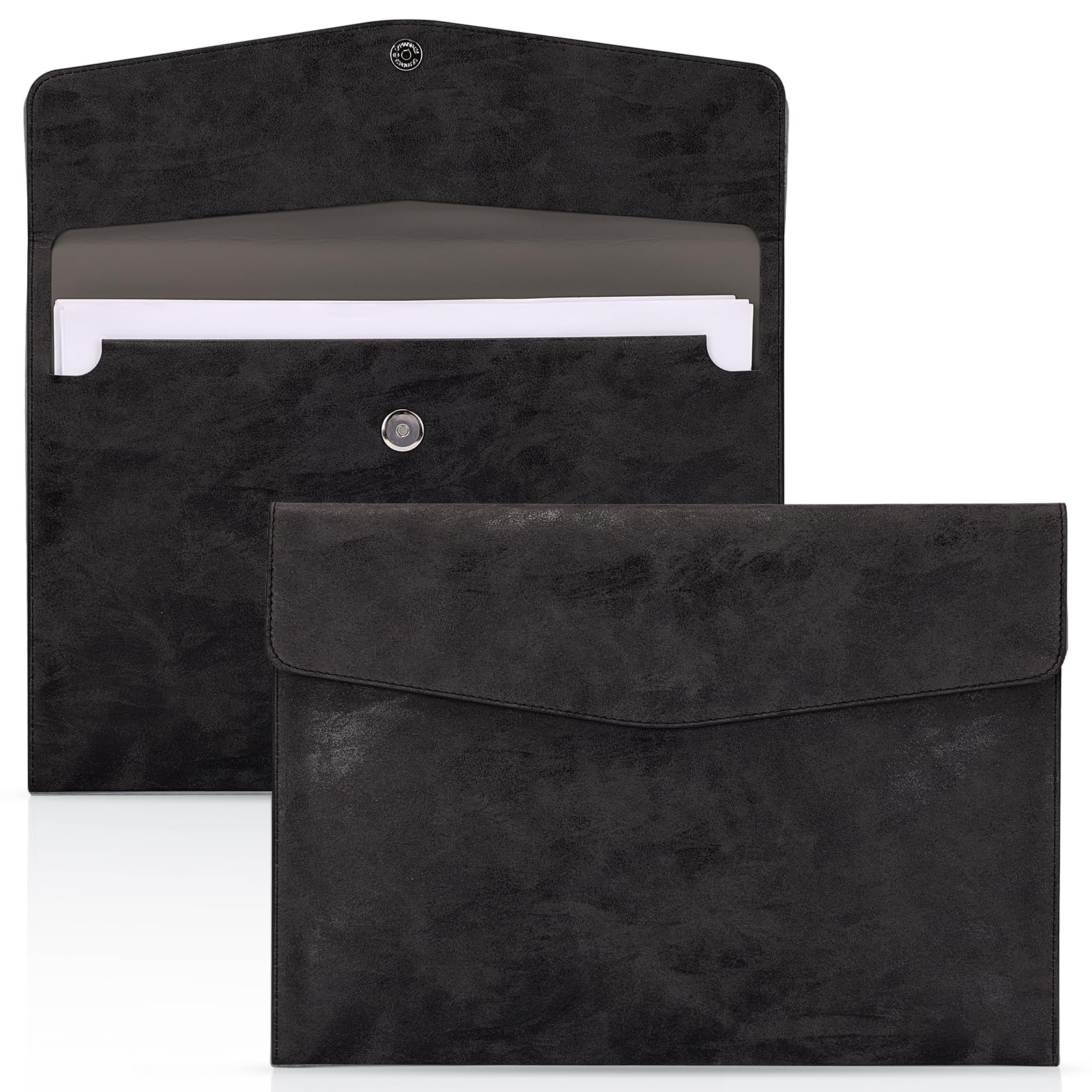 Document File Folder,Classycoo Waterproof Thin PU Leather A4 Envelope Folder Expanding File Organizer Portfolio Storage Case (N-BK)
