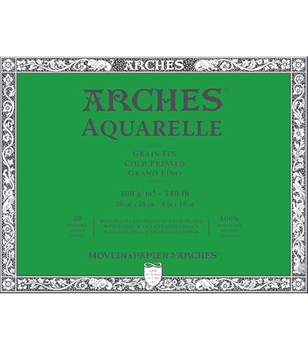 Amazon.com: Arches Watercolor Paper Block 140 lb. Cold Press 9x12