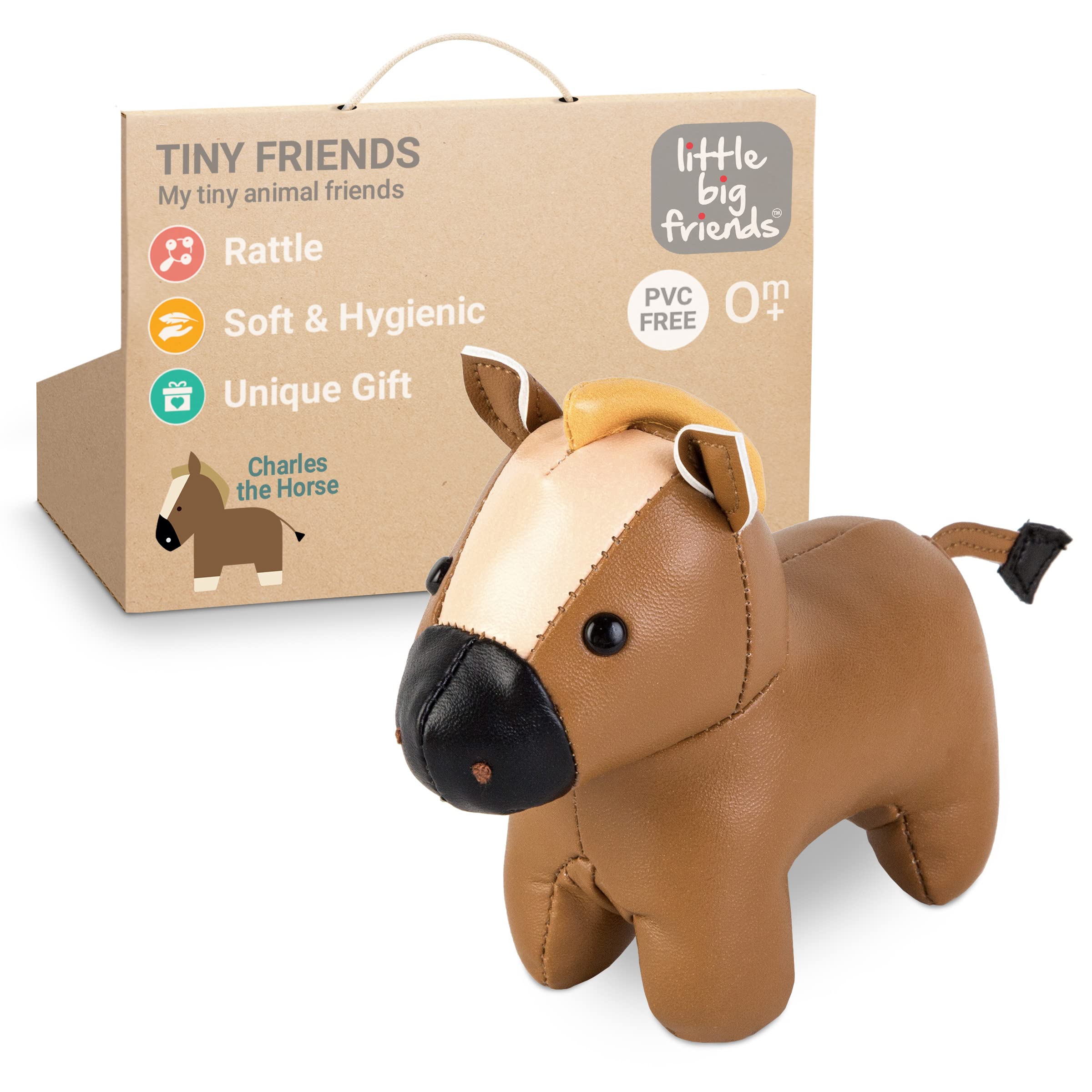 Little Big Friends Tiny Friends | Rattle Toy | Special Stuffed Animal | Easy to Clean | Charles the Horse
