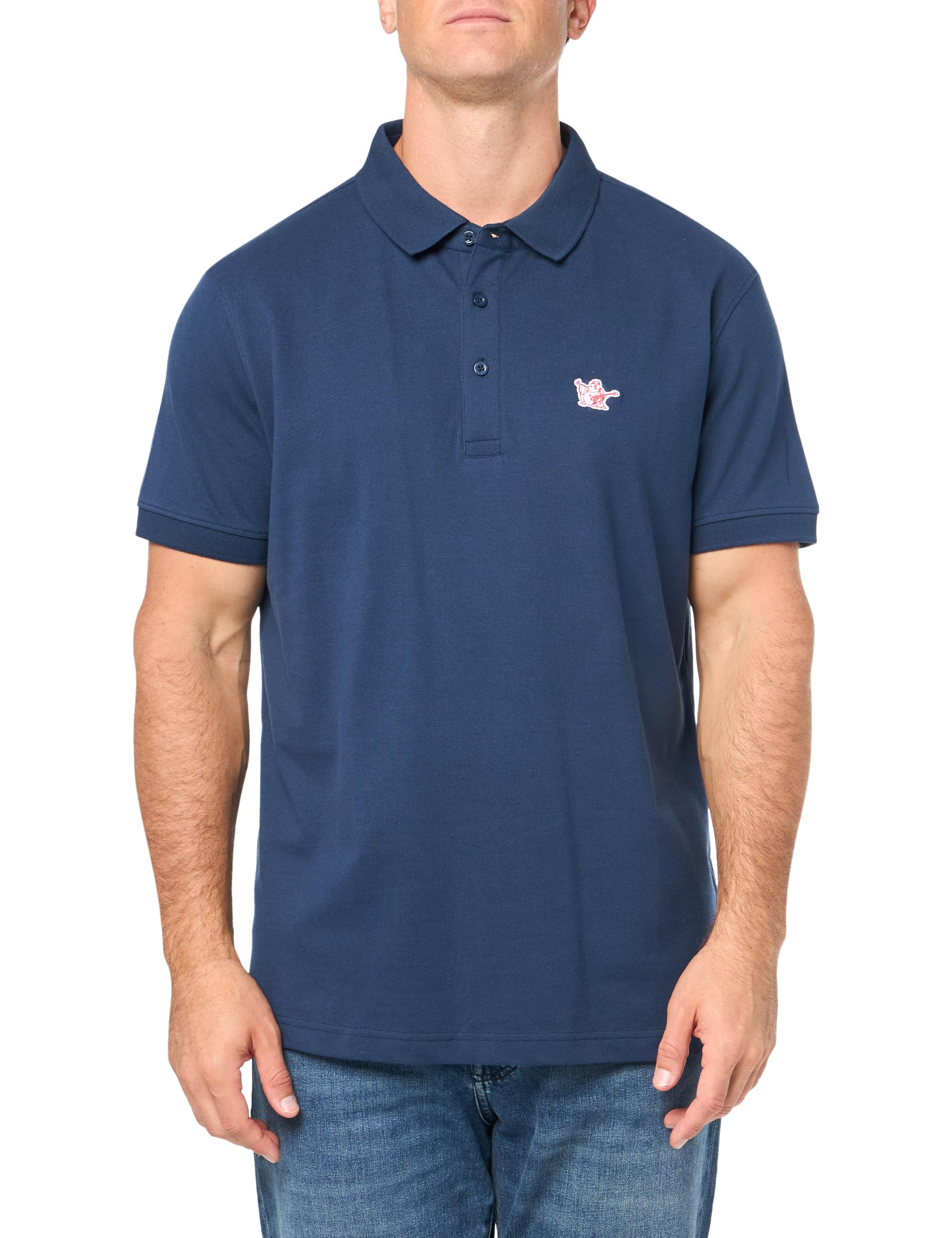 True Religion Men’s Relaxed Buddha Patch Polo, Dress Blue