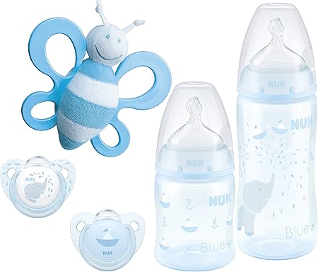 Nuk Baby Blue Starter Set First Choice Plus Babyfles Fopspeen En Vlinderrammelaar In Aantrekkelijke Geschenkverpakking 0 6 Maanden Lichtblauw Amazon Nl