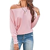 Cakulo Womens Off The Shoulder Sweater Batwing Long Sleeve Casual Knit Tops 2026 Lightweight Pullover Sweaters