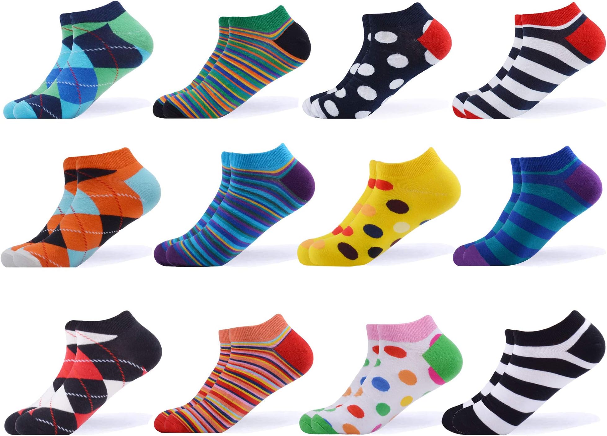 WeciBor Men's Dress Cool Colorful Fancy Novelty Funny Casual Combed Cotton Ankle Socks Pack