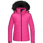 Skieer Women's Waterproof Ski Jacket Warm Puffer Jacket Thick Hooded Winter Coat