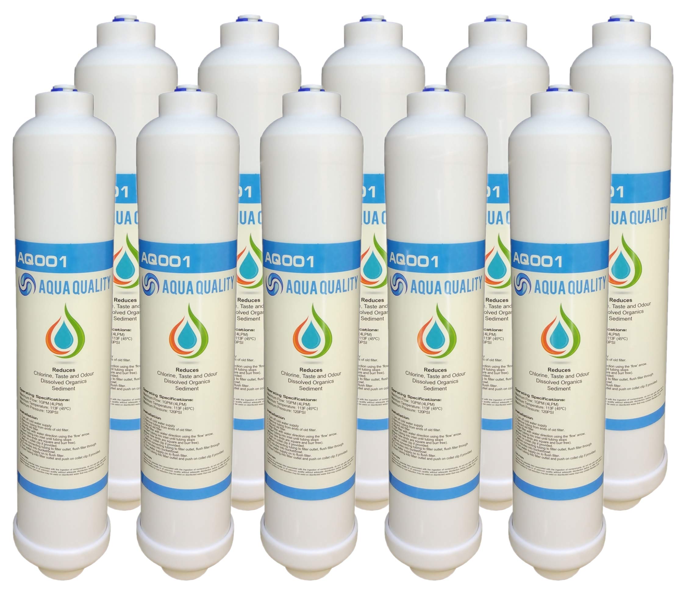 Aqua Quality Inline Fridge Water Filters Compatible with Samsung, Daewoo, LG, Kenwood, Hotpoint, and more! Removes Chlorine Taste and Odour | Enjoy Great Tasting Water (10 Pack)
