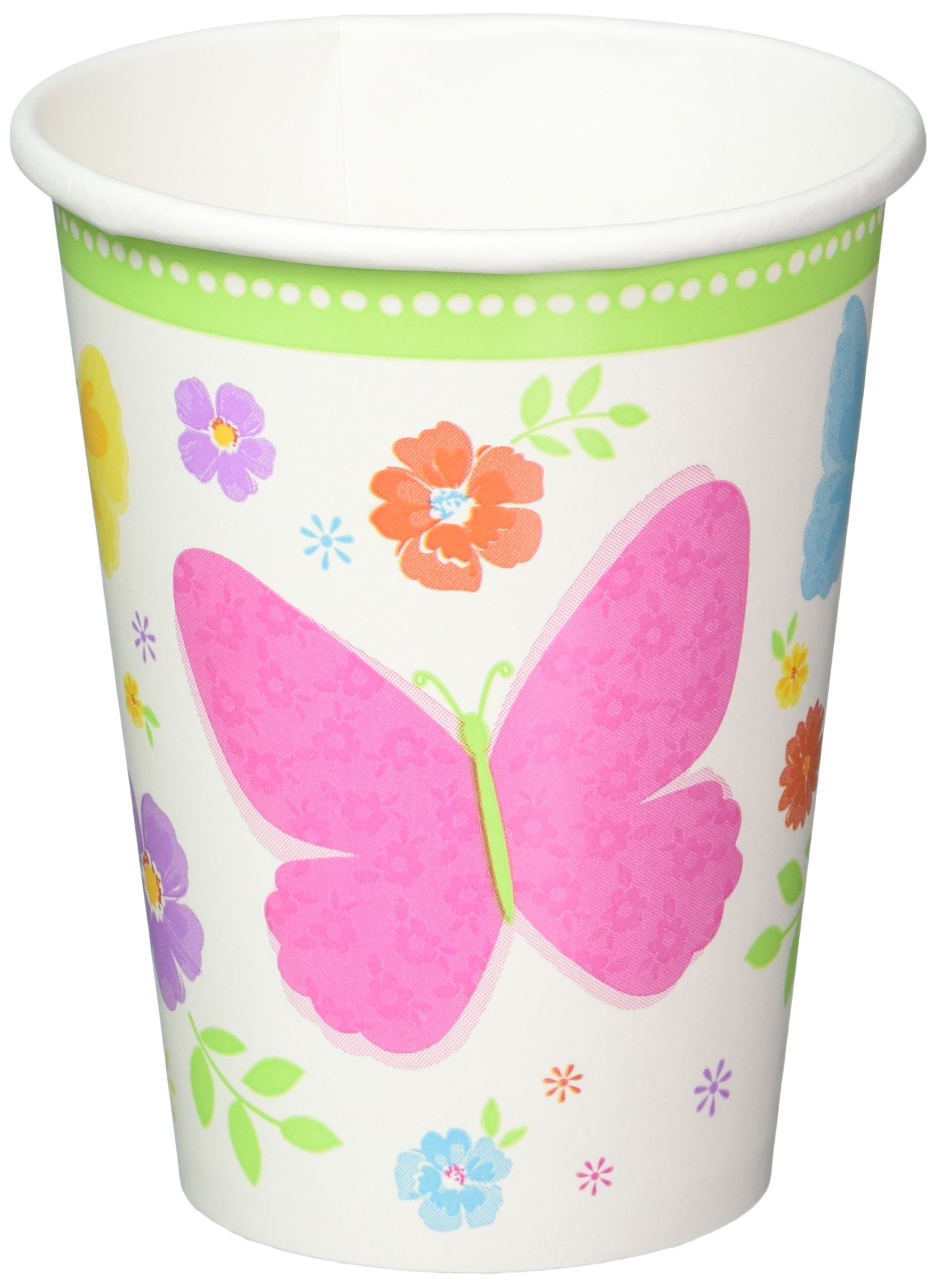 Amscan Celebrate Spring Paper Cups Disposable Drinkware (18 Pieces), Multicolor, 9 oz