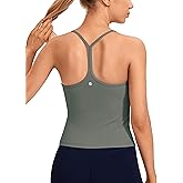 CRZ YOGA Butterluxe Racerback Tank Tops for Women - Scoop Neck Spaghetti Strap Padded Workout Camisole with Built in Bra