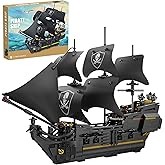 EITOLNR Pirate Ship Building Blocks Sets,MOC Black Pearl Ship Building Toys,Pirate Boat Collectible Display for Home or Offic
