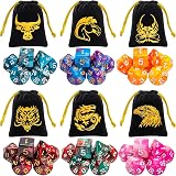 QMay DND Dice 7-Die Set Polyhedral with 2 D10 and Pouches 70 Pieces view 2