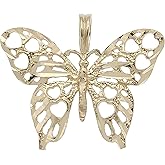14K Yellow Gold Charm Butterfly Pendant Jewelry 17mm