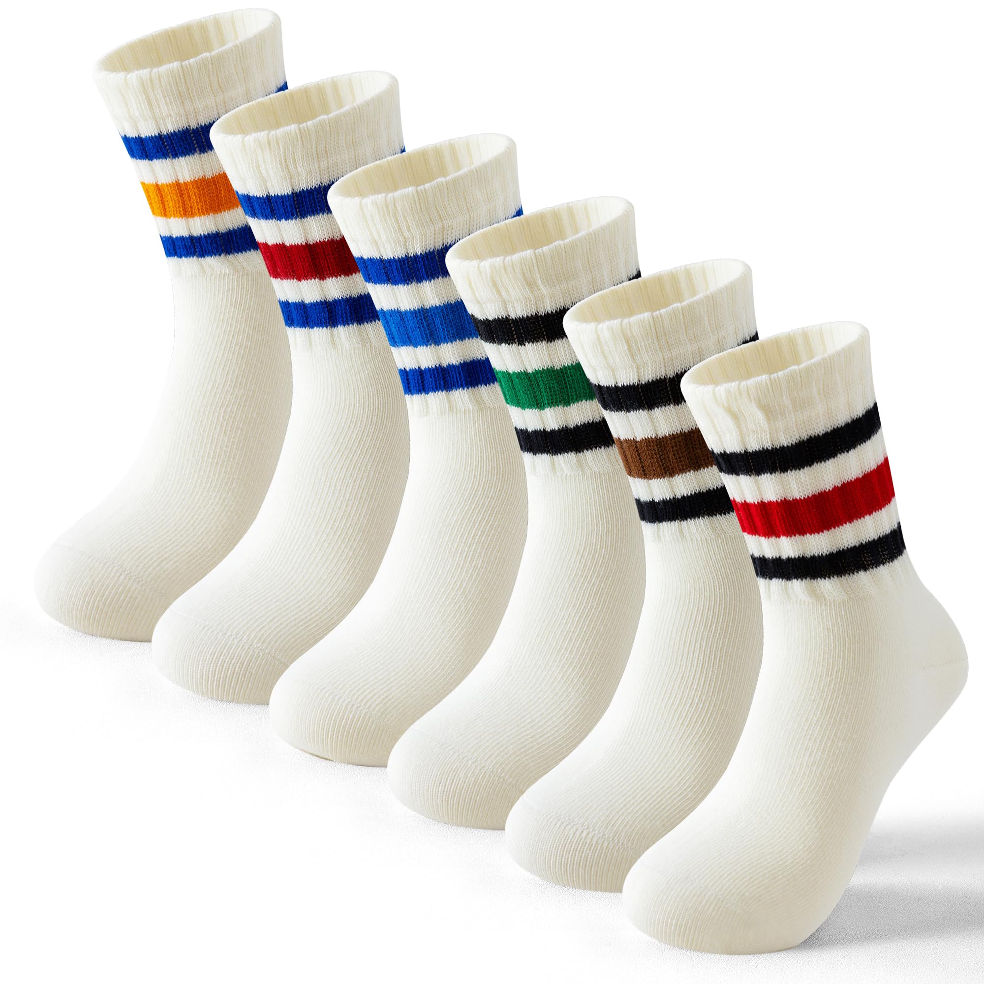 BISOUSOX Kinder Jungen Socken Ohne Naht Baumwolle Tennissocken Sportsocken für Fußball Laufen Mädchen Schulkind Socken 6 Paar Kindergeschenk