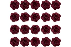BETITETO 20pcs Flower Lace Applique Exquisite 3D Embroidery Floral Sew On Patches for Wedding Bridal Dress Clothes Repairing Hair Ornaments Sewing Craft DIY (Wine Red)
